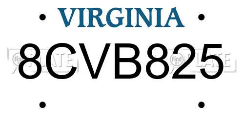 8CVB825 Virginia License Plate