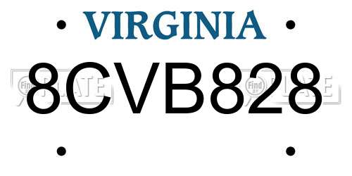 8CVB828 Virginia License Plate