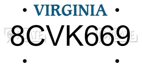 8CVK669 Virginia License Plate