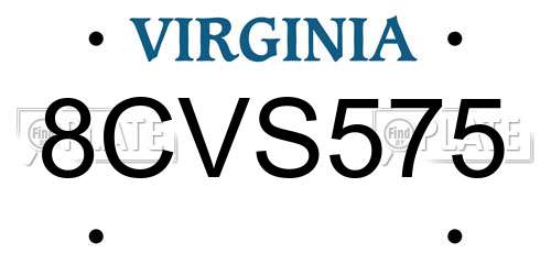 8CVS575 Virginia License Plate