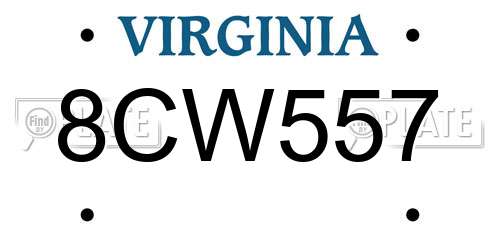 8CW557 Virginia License Plate