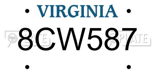 8CW587 Virginia License Plate