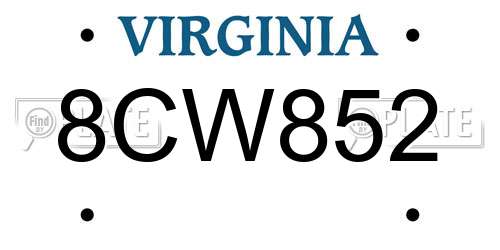 8CW852 Virginia License Plate