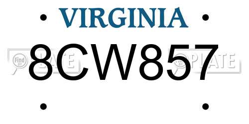 8CW857 Virginia License Plate