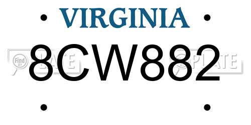 8CW882 Virginia License Plate