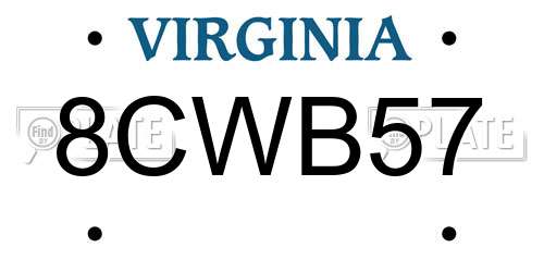 8CWB57 Virginia License Plate
