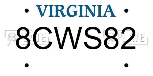 8CWS82 Virginia License Plate