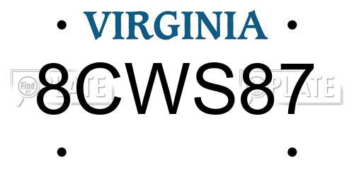 8CWS87 Virginia License Plate