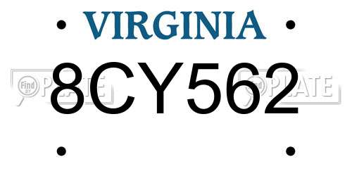 8CY562 Virginia License Plate