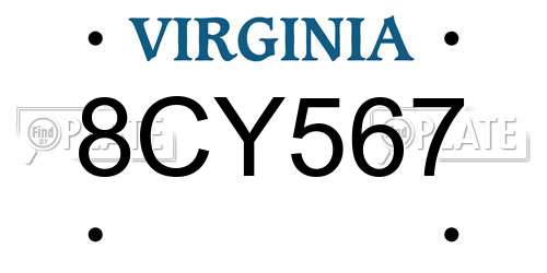 8CY567 Virginia License Plate