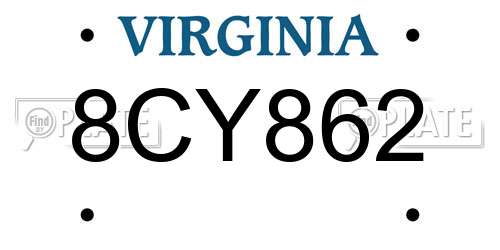 8CY862 Virginia License Plate