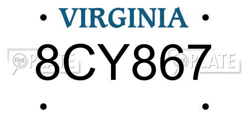 8CY867 Virginia License Plate