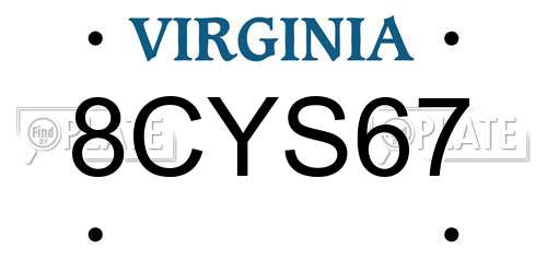 8CYS67 Virginia License Plate