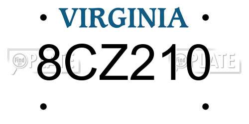 8CZ210 Virginia License Plate