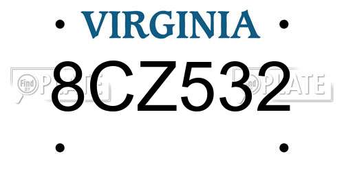 8CZ532 Virginia License Plate