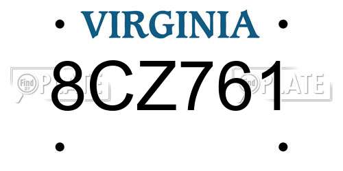 8CZ761 Virginia License Plate