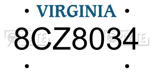 8CZ8034 Virginia License Plate