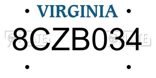 8CZB034 Virginia License Plate