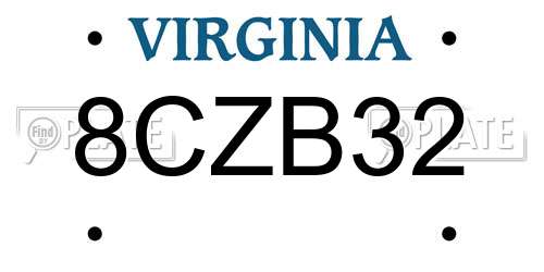 8CZB32 Virginia License Plate