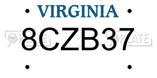 8CZB37 Virginia License Plate