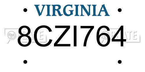 8CZI764 Virginia License Plate