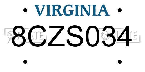 8CZS034 Virginia License Plate