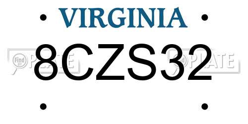 8CZS32 Virginia License Plate