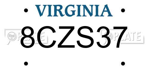 8CZS37 Virginia License Plate