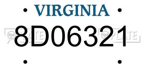 8D06321 Virginia License Plate