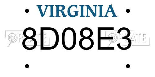 8D08E3 Virginia License Plate