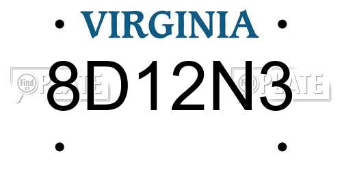 8D12N3 Virginia License Plate