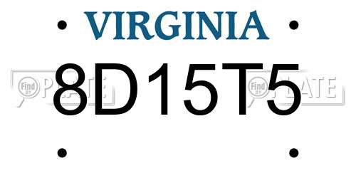 8D15T5 Virginia License Plate