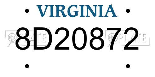 8D20872 Virginia License Plate
