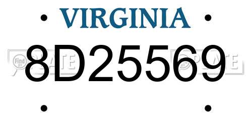 8D25569 Virginia License Plate