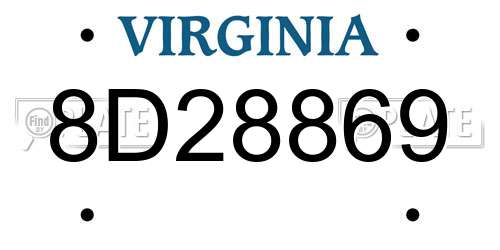 8D28869 Virginia License Plate