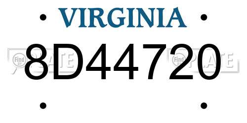 8D44720 Virginia License Plate