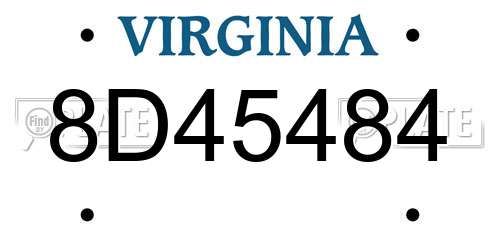 8D45484 Virginia License Plate
