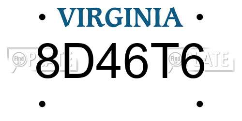 8D46T6 Virginia License Plate