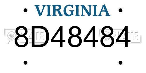 8D48484 Virginia License Plate