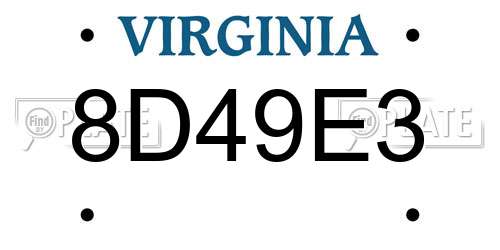 8D49E3 Virginia License Plate