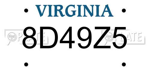 8D49Z5 Virginia License Plate