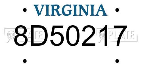 8D50217 Virginia License Plate