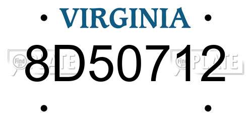 8D50712 Virginia License Plate