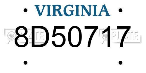 8D50717 Virginia License Plate