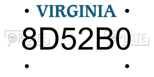 8D52B0 Virginia License Plate