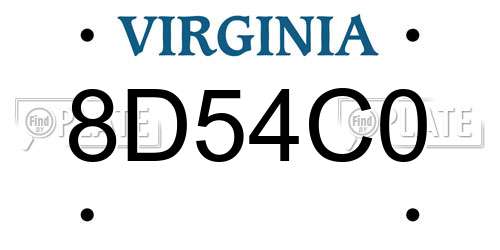8D54C0 Virginia License Plate