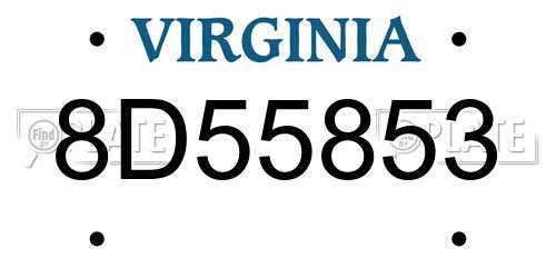 8D55853 Virginia License Plate