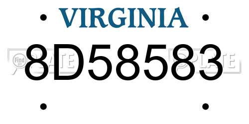 8D58583 Virginia License Plate