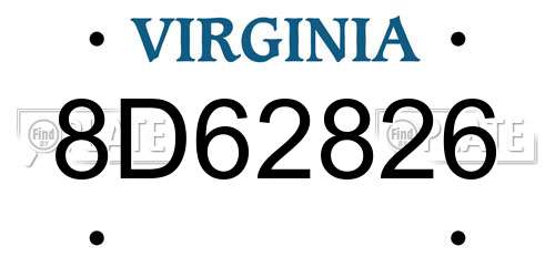 8D62826 Virginia License Plate