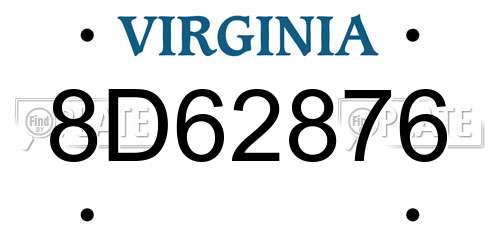 8D62876 Virginia License Plate